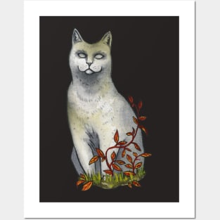 Cemetery cat statue Posters and Art